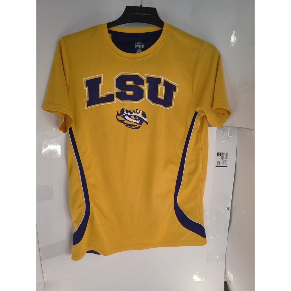 LSU Tigers T Shirt Mens Medium Yellow Athletic Performance Graphic Logo NCAA